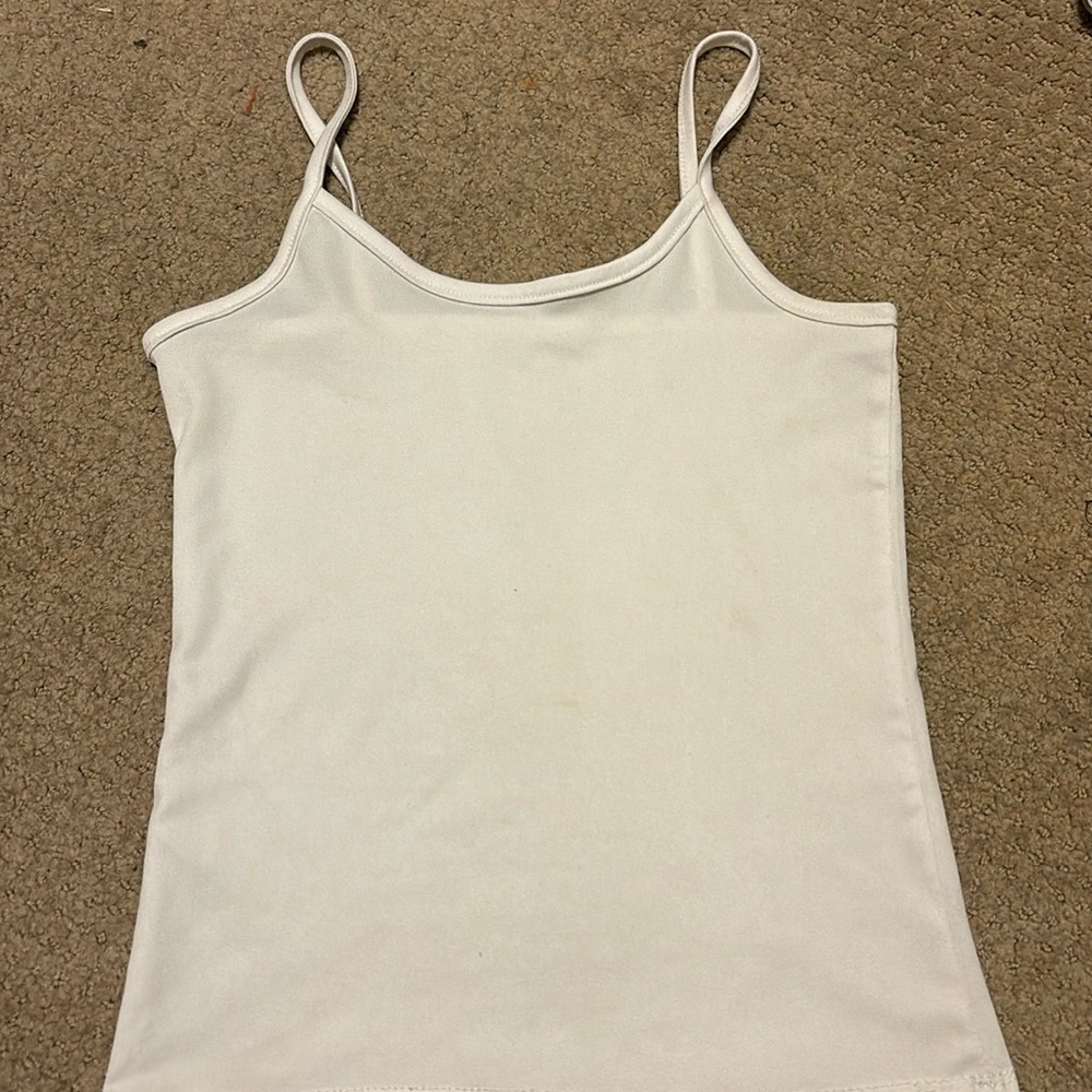 basic white spaghetti strap tank